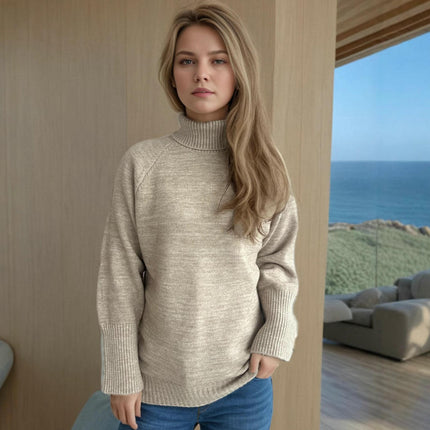 Autumn and Winter Sequined Women's Sweater Turtleneck Casual Loose Knitted Pullover