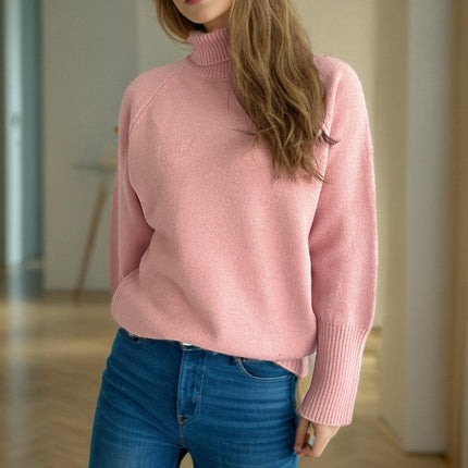 Autumn and Winter Sequined Women's Sweater Turtleneck Casual Loose Knitted Pullover