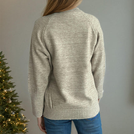 Autumn and Winter Sequined Women's Sweater Turtleneck Casual Loose Knitted Pullover