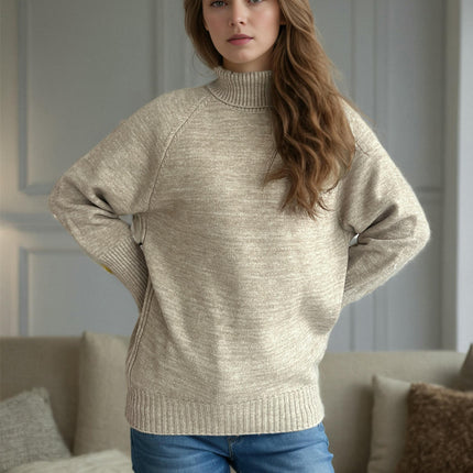 Autumn and Winter Sequined Women's Sweater Turtleneck Casual Loose Knitted Pullover
