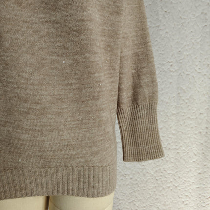 Autumn and Winter Sequined Women's Sweater Turtleneck Casual Loose Knitted Pullover