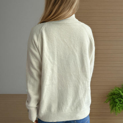 Women's Solid Color Sweater Turtleneck Casual Loose Long Sleeve Knitted Pullover