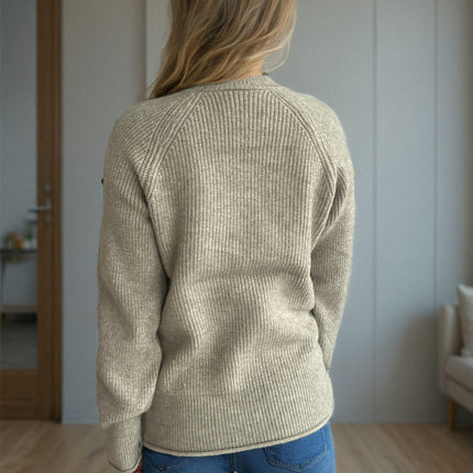 Slim Fit Pullover Sweater Long Sleeve Half Turtleneck Curled Ribbed Knit Sweater