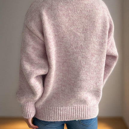 Women's Solid Color Round Neck Knitted Sweater Loose Warm Bottoming Shirt