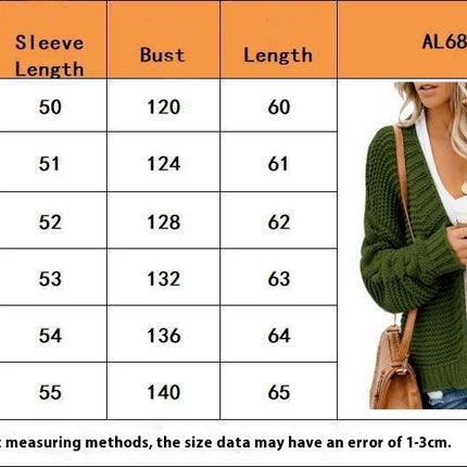 Chunky Knit Cardigan Sweater Women's Long Sleeve Solid Color Loose Cardigan Jacket
