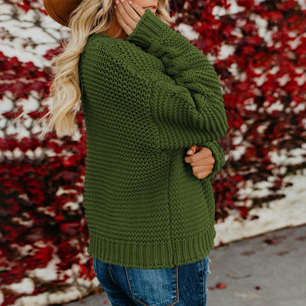 Chunky Knit Cardigan Sweater Women's Long Sleeve Solid Color Loose Cardigan Jacket