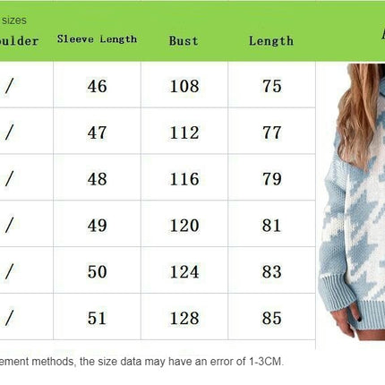 Women's Thickened Warm Sweater Contrast Color Turtleneck Long Sleeve Knitted Sweater