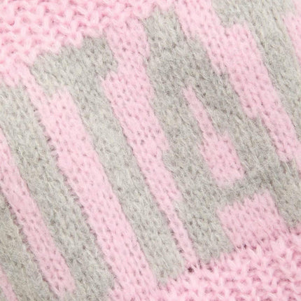 Women's Winter Letter Jacquard Sweater Round Neck Chunky Knit Loose Pullover