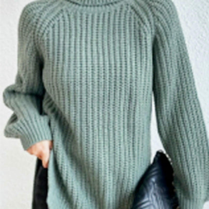 Women's Solid Color Warm Turtleneck Sweater Loose Long Sleeve Pullover Knit Top