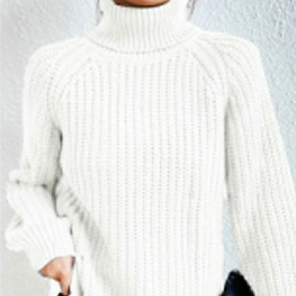 Women's Solid Color Warm Turtleneck Sweater Loose Long Sleeve Pullover Knit Top