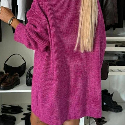Womens Turtleneck Oversized Long Sweater Dress Plus Size Pullover Knit Dresses