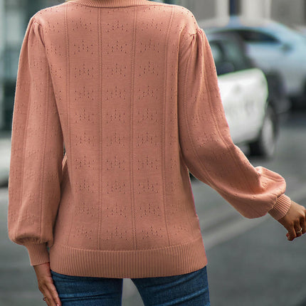 Women's Autumn Knitted Sweater Solid Color V-Neck Long Sleeve Sweater Top