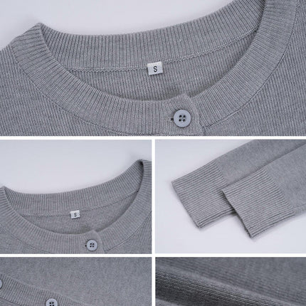 Women's Temperament Slim Cardigan Round Neck Button Long Sleeve Sweater