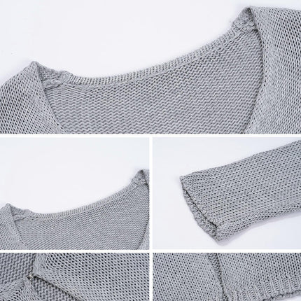 Women's Thin Sexy Hot Girl Hollow Button Cardigan Long Sleeve Sweater Top