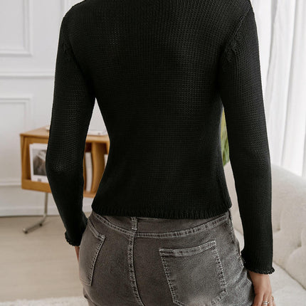 Women's Thin Sexy Hot Girl Hollow Button Cardigan Long Sleeve Sweater Top