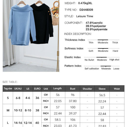 Women's Autumn Knitted Tops Sexy Off Shoulder Long Sleeve Knitted Sweater