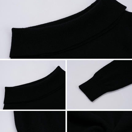 Women's Autumn Knitted Tops Sexy Off Shoulder Long Sleeve Knitted Sweater