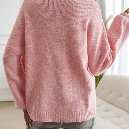 Women's Casual Loose Knitted Cardigan Long Sleeve Front Tie Solid Color Sweater