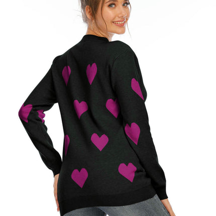 Loose Bottoming Shirt Heart Round Neck Pullover Knitted Sweater for Women