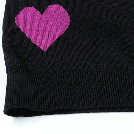 Loose Bottoming Shirt Heart Round Neck Pullover Knitted Sweater for Women