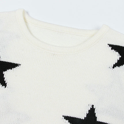 Women's Casual Bottoming Shirt Star Round Neck Pullover Knitted Sweater