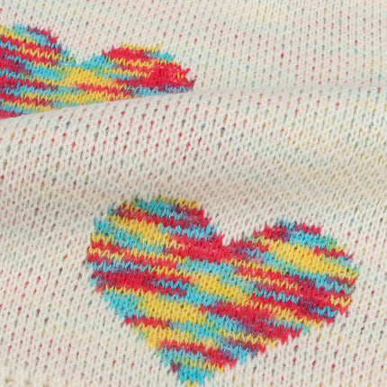 Women's Loose Pullover Knitted Sweater Colorful Jacquard Heart Sweater