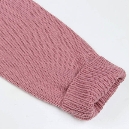 Women's Round Neck Heart Knitted Sweater Long Sleeve Loose Casual Pullover