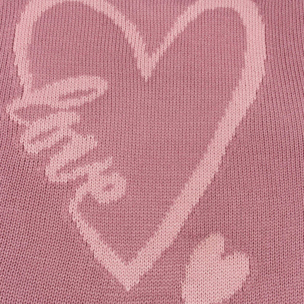 Women's Round Neck Heart Knitted Sweater Long Sleeve Loose Casual Pullover