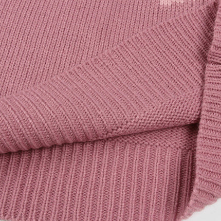 Women's Round Neck Heart Knitted Sweater Long Sleeve Loose Casual Pullover