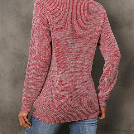 Autumn Pullover Sweater Round Neck Plush Heart Patch Knitted Sweater for Women