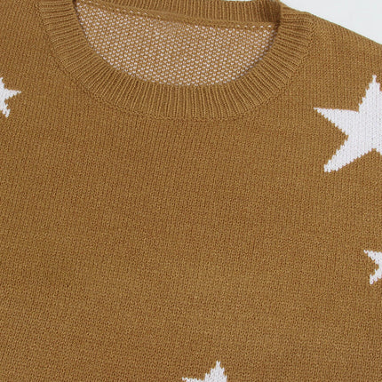 Women's Casual Bottoming Sweater Loose Round Neck Star Pullover Sweater