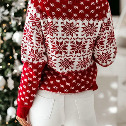 Christmas Snowflake Long Sleeve Knitted Sweater Fashion Pullover Sweater Women