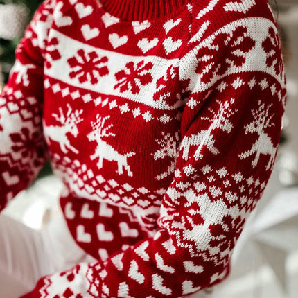 Christmas Snowflake Elk Long Sleeve Knitted Sweater Fashion Pullover Cardigan