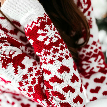 Christmas Snowflake Elk Long Sleeve Knitted Sweater Fashion Pullover Cardigan