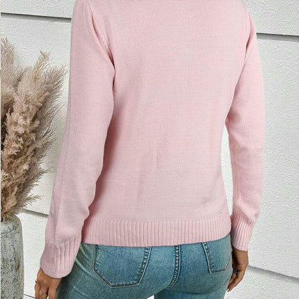Women's Solid Color Button Long Sleeve Cardigan Versatile Knitted Sweater