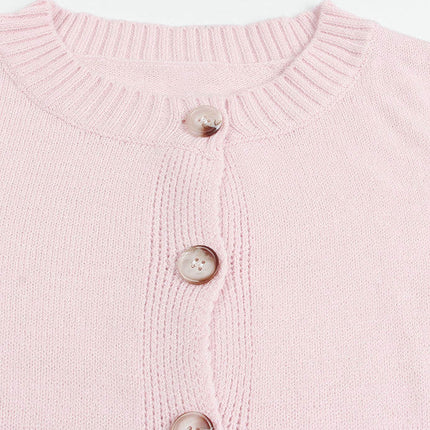 Women's Solid Color Button Long Sleeve Cardigan Versatile Knitted Sweater