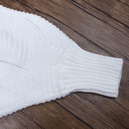 Women's Solid Color Hollow Sweater Round Neck Bat Sleeve Lazy Style Knitted Top