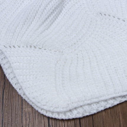 Women's Solid Color Hollow Sweater Round Neck Bat Sleeve Lazy Style Knitted Top