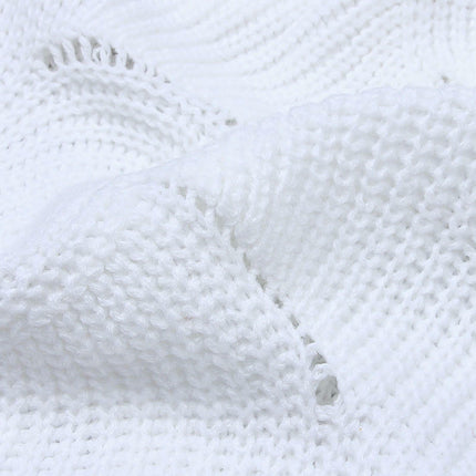Women's Solid Color Hollow Sweater Round Neck Bat Sleeve Lazy Style Knitted Top