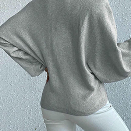 Round Neck Embroidered Flower Women's Loose One Shoulder Pullover Sweater