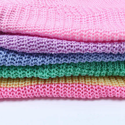 Women's Long Sleeve Loose Color Contrast Striped Knitted Cardigan Long Coat