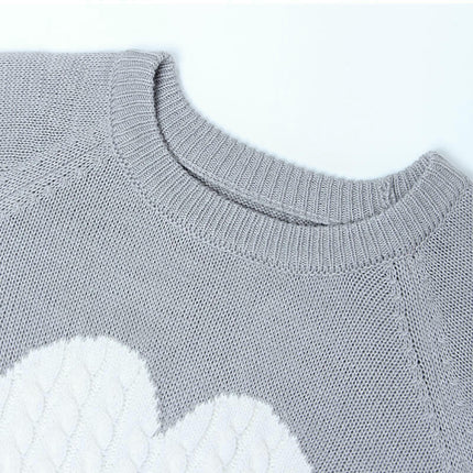 Women's Long-Sleeved Round-Neck Sweater Fashionable Pullover Twist Heart Sweater