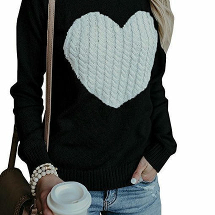 Women's Long-Sleeved Round-Neck Sweater Fashionable Pullover Twist Heart Sweater
