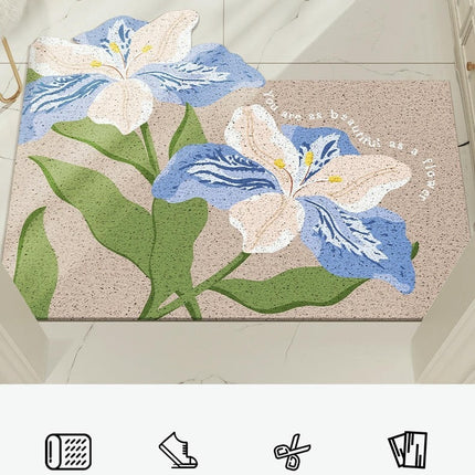 Spring Floral Door Mats Washable Indoor Outdoor, Non Slip Doormat Home Decor