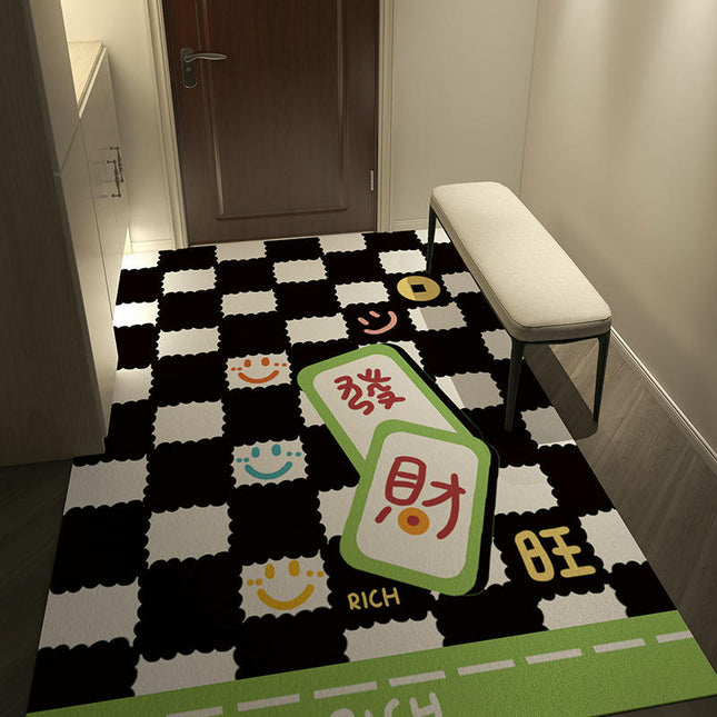 Simple Checkerboard Mat Waterproof Non-Slip Foot Pad Pvc Door Floor Mat