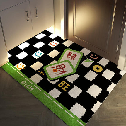 Simple Checkerboard Mat Waterproof Non-Slip Foot Pad Pvc Door Floor Mat
