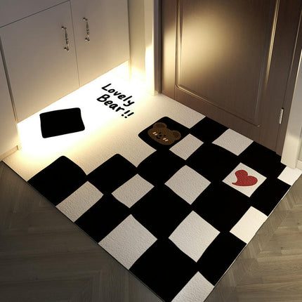 Simple Checkerboard Mat Waterproof Non-Slip Foot Pad Pvc Door Floor Mat