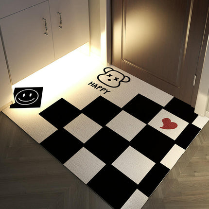 Simple Checkerboard Mat Waterproof Non-Slip Foot Pad Pvc Door Floor Mat