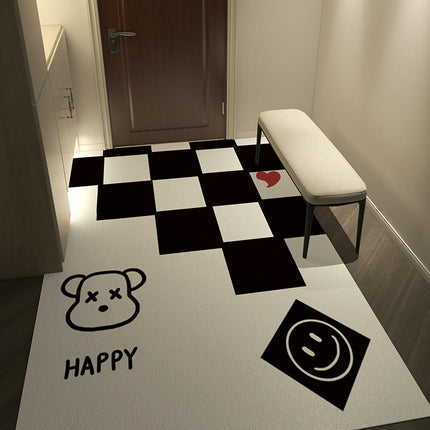 Simple Checkerboard Mat Waterproof Non-Slip Foot Pad Pvc Door Floor Mat