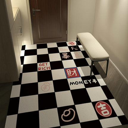 Simple Checkerboard Mat Waterproof Non-Slip Foot Pad Pvc Door Floor Mat 1